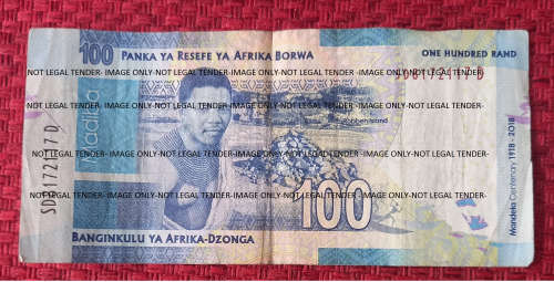 Limited edition R100 South African Rand banknote (Madiba 100th birthday)