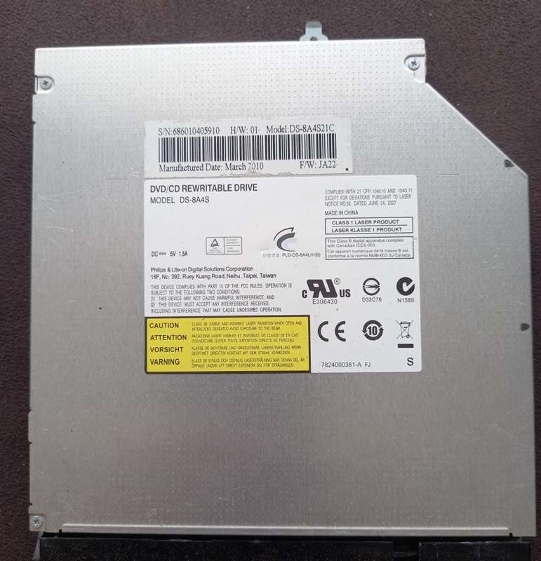 DVD/CD Rewritable Drive SATA 12.7mm Optical DS-8A4S