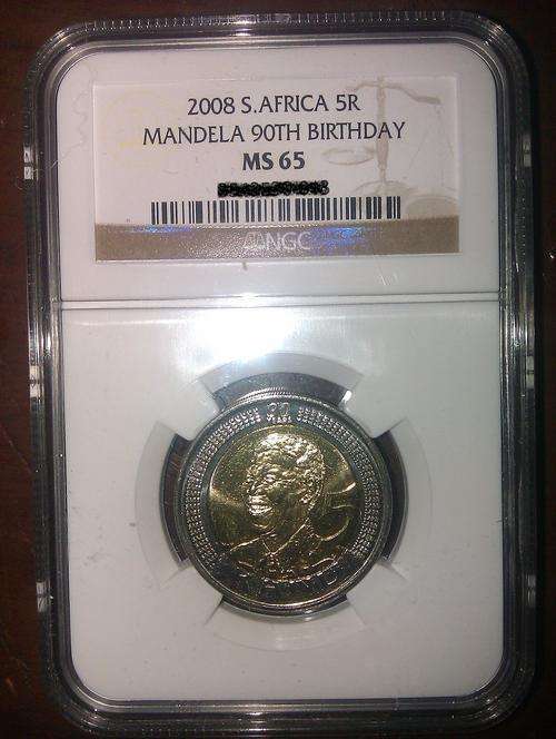 NGC MS65 Mandela 90th Birthday R5 2008