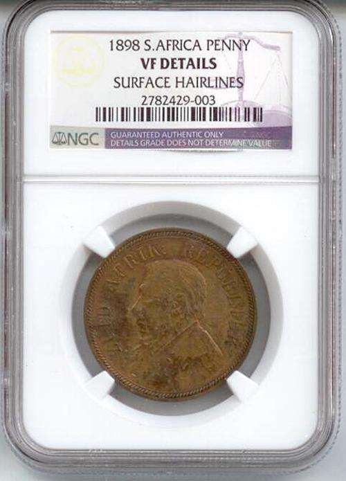 1898 ZAR NGC Graded VF Details Penny Complete Your Set