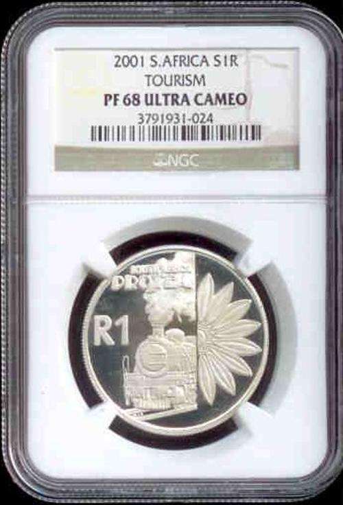 High Graded By NGC 2001 PF 68 Ultra Cameo Silver 1Rand Tourism Ungraded Value R3000.00