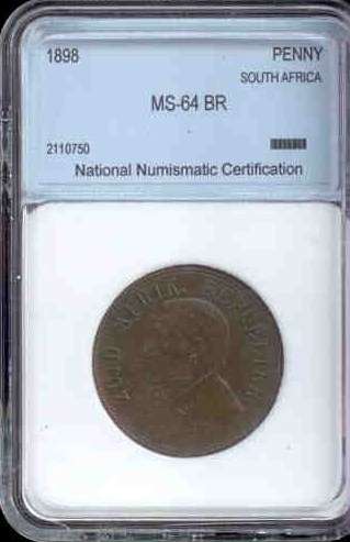 Very High Grade 1898 MS64 BR 1Penny Grade By NNC