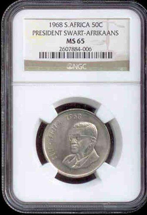 1968 MS65 NGC Graded 1968 Afrikaans 50Cent