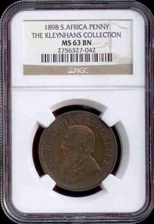 Perfect 1898 ZAR Penny MS63BN NGC Graded This is a very rare coin in this grade