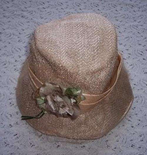 Gold Vintage Hat with Flower & Net
