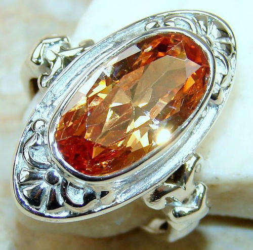 Warm Honey Topaz 925 sterling silver ring size 7 .