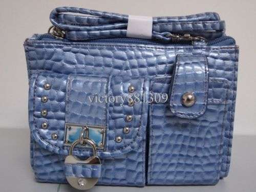 Authentic Kathy Van Zeeland Organizer bag Moc Croc Blue.