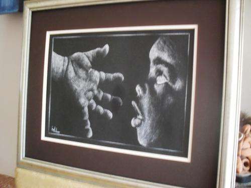 exquisite hand drawn image with chalk 32.5cmx42,5cm