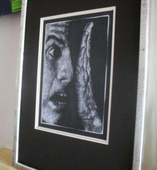 exquisite hand drawn image with chalk 42cmx51cm