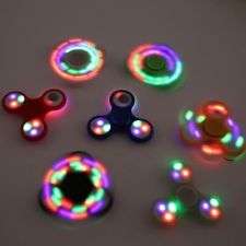 Led light hand fidget spinner edc tri-fidget spinner