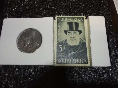 ZAR 1896 6d Sterling Silver Coin & MINT Orig. Kruger Stamp. Money back guarantee. Hand crafted Box.