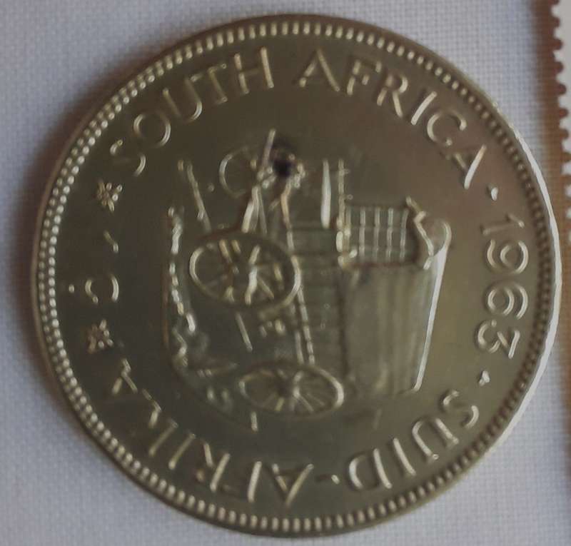 RSA: 1961-1964 Large 1c coins + wagon stamp +RSA stamp. Excellent condition. Mint stamps
