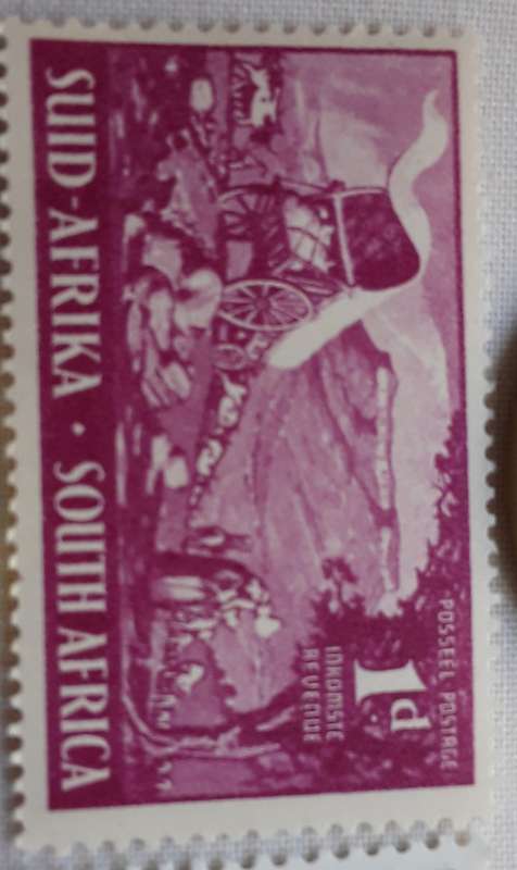 RSA: 1961-1964 Large 1c coins + wagon stamp +RSA stamp. Excellent condition. Mint stamps