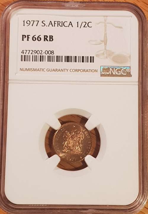 1977 RSA 1/2 cent. NGC PF66RB ---- 2nd FINEST with ONLY 1 Coin FINER!!!!
