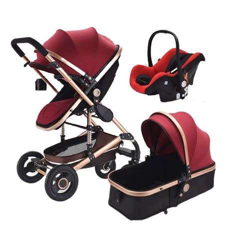 Baby Stroller 3 in 1 Newborn Baby Carriage - Red