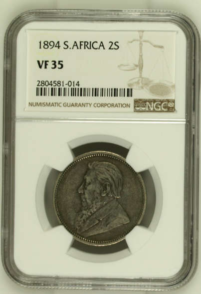 South Africa (ZAR) 1894 2 Shillings VF35 (NGC)