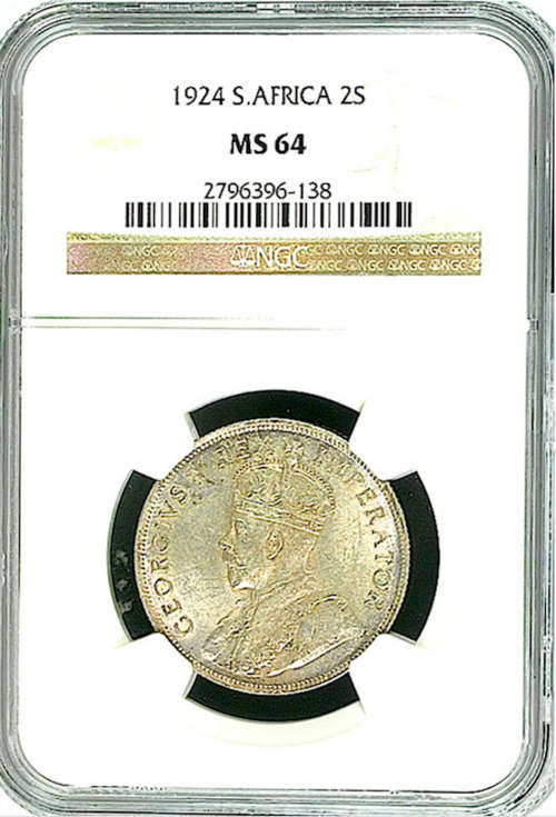 South Africa (Union) 1924 2 Shilling (Florin) Two Shilling MS64 (NGC) (2nd Finest Known)