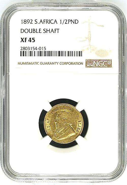 South Africa (ZAR) 1892 D/S Half Pond (1/2) XF-45 (NGC)