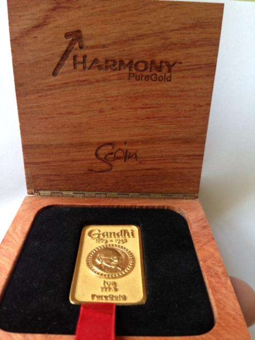 Gandhi Gold 1oz Slab - Harmony - Limited Edition : 500