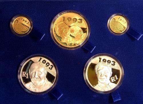 2007 MANDELA DEKLERK PROTEA 5-COIN PROOF COLLECTABLE SET