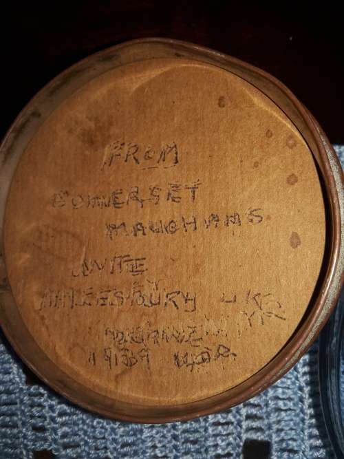 Trinket Bowl Lid only with Embroidered lid - 1939 message inside lid