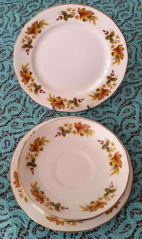 Vintage Queen Anne cake plate and saucer set