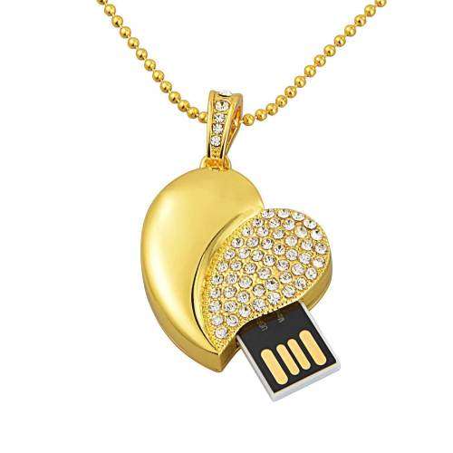 Gold Heart 16GB USB 2.0 Flash Drive Memory Stick Pen Drive