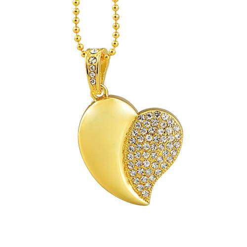 Gold Heart 16GB USB 2.0 Flash Drive Memory Stick Pen Drive