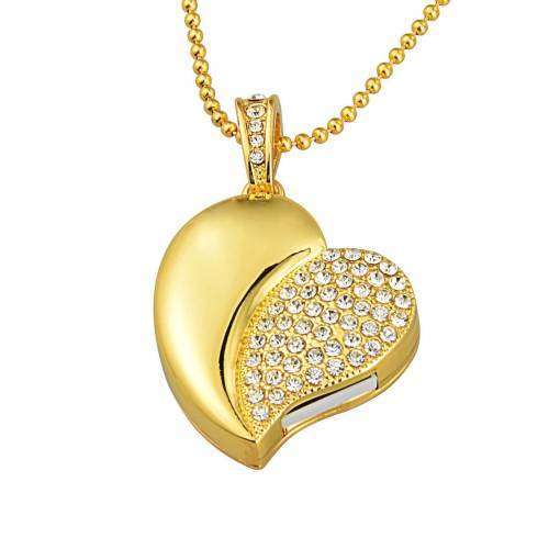 Gold Heart 16GB USB 2.0 Flash Drive Memory Stick Pen Drive
