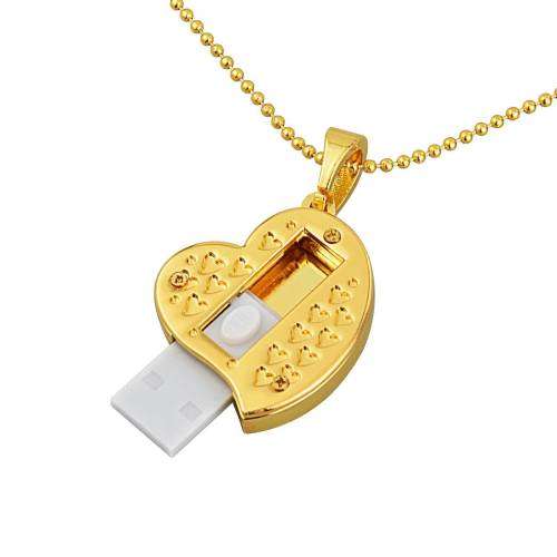 Gold Heart 16GB USB 2.0 Flash Drive Memory Stick Pen Drive