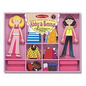 Melissa & Doug Magnetic Wooden Dress-up Dolls Abby & Emma