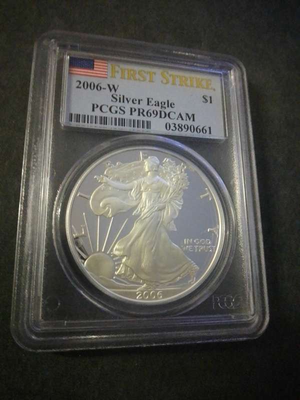2006 SILVER EAGLE FIRST STRIKE GRADED BY PCGS PROOF 69 DOUBLE CAMEO