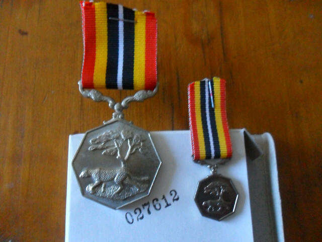Southern Africa medal - bilingual. Full size and miniature, numbered in original box.