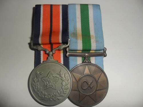 Grouping of service medals.