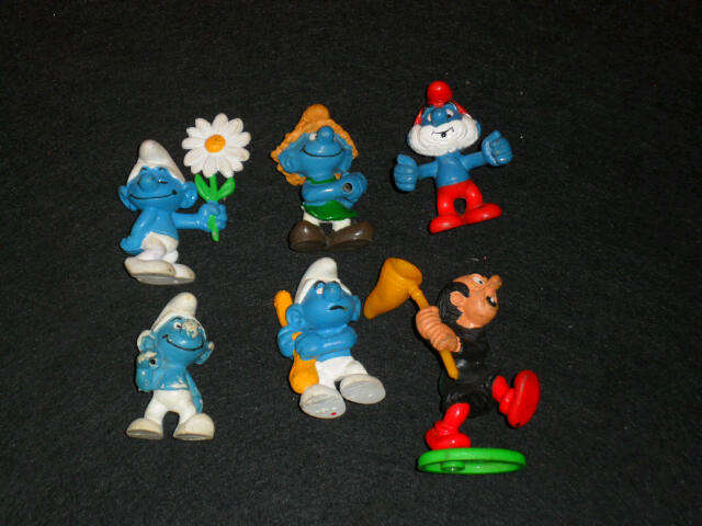 Collection of Smurfs, with rare Gargamel figure. W.Germany, Peco.
