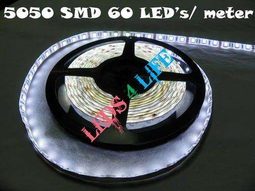 LED strip light 5050 SMD (3 chip) - 60LED's/m - high bright white - WATERPROOF - SUMMER SPECIAL