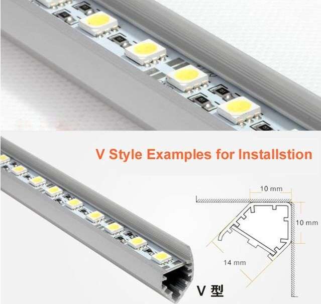 V Type Aluminium LED strip Light 50cm 12VDC 5050 SMD 36 LED's White - R65.00