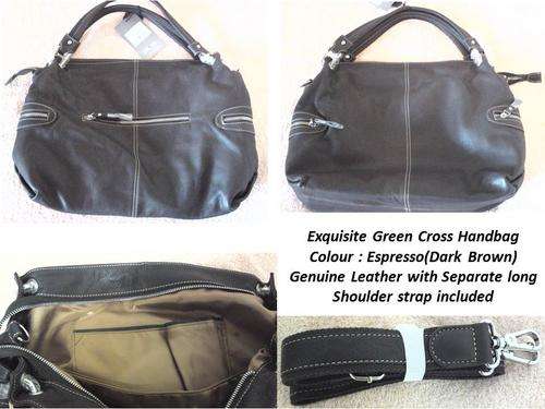 Green Cross Genuine Leather Handbag