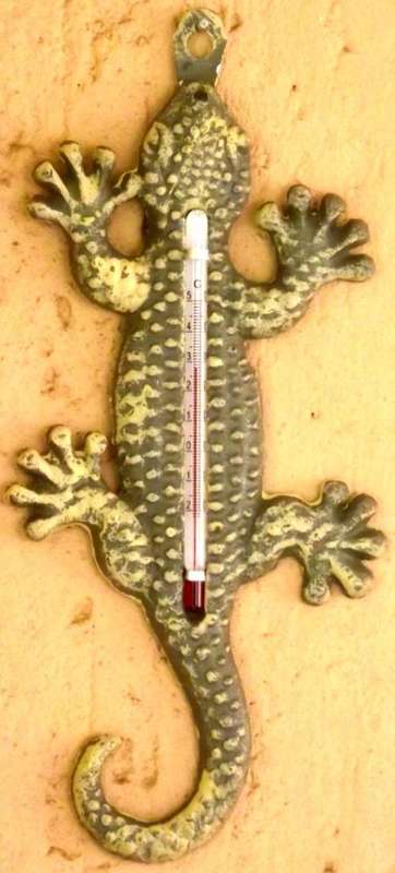 Metal Gheco thermometer wall hanging - 23 x 2 x 11 cm