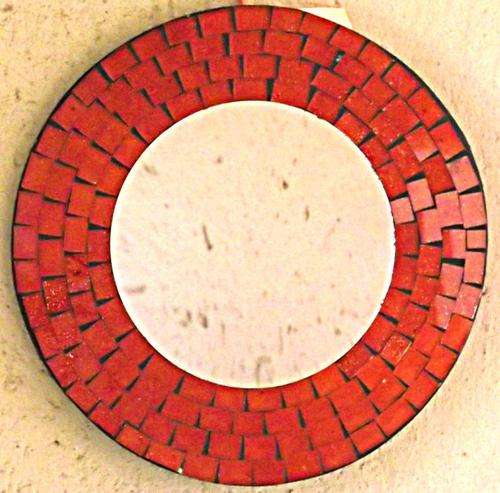 Round orange border 20 cm mosaic mirror