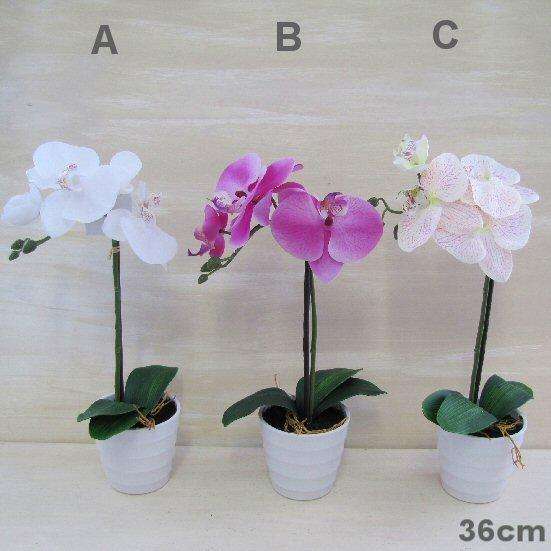 Artificial ORCHID with POT - White 36cm
