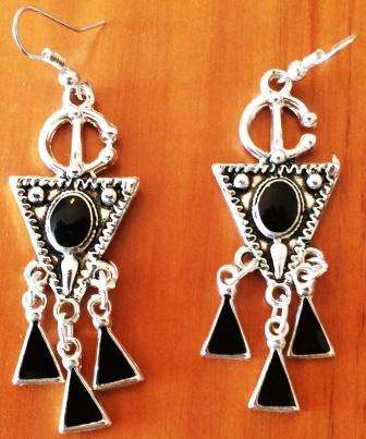 Moroccan style Black triangle earrings