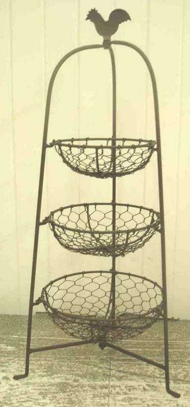 Chicken design three tier small basket holder - 57 x 23 cm