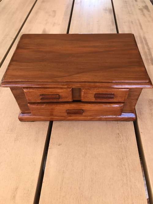 Small Handmade Wooden Chest with small drawers - 24 x 15 x 11 cm