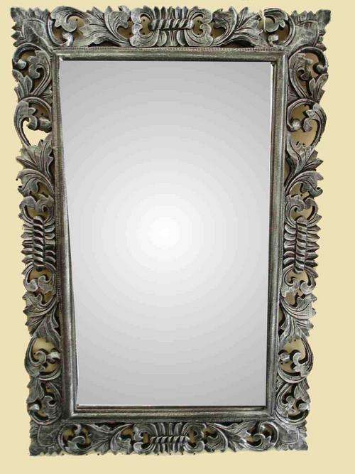 Silver wood frame mirror