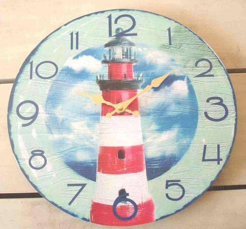 Red and white Lighthouse Wall Clock
