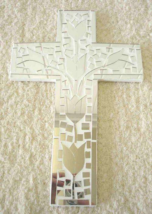 White Tulip mosaic cross