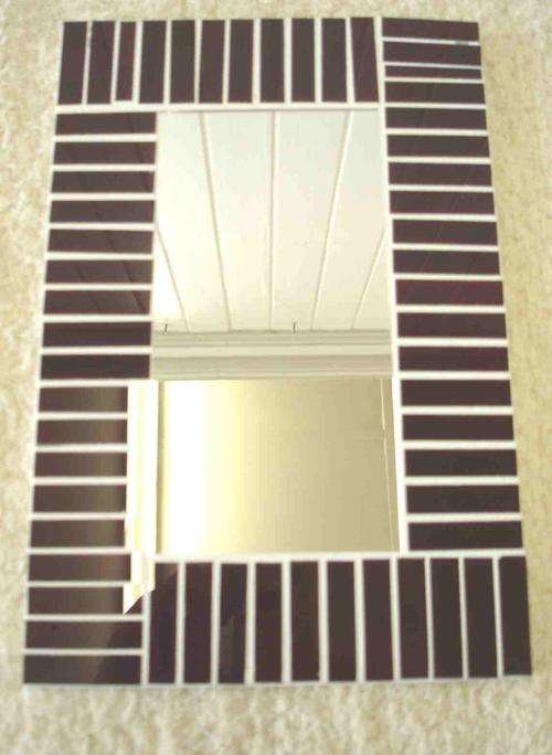 Burgundy striped mosaic mirror