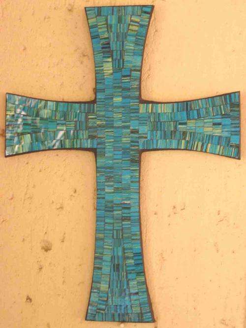 Maltese Turquoise mosaic cross - 30 x 40 cm