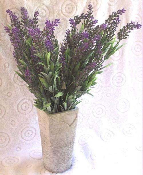 Solid heart round base with square rim vase with tall lavender bush